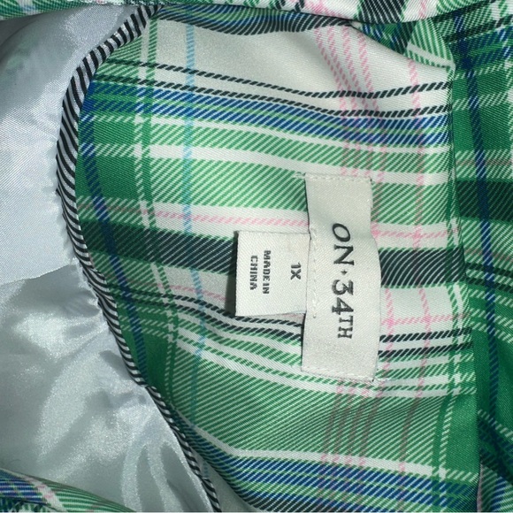 On 34th Plaid Double Breasted Trench Coat - Picture 3 of 9